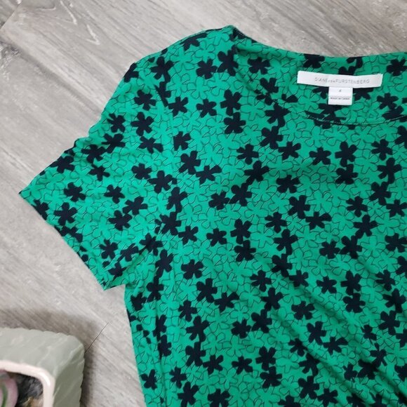 Diane Von Furstenburg Faux Wrap Dress Sz 4 Green - Picture 3 of 7